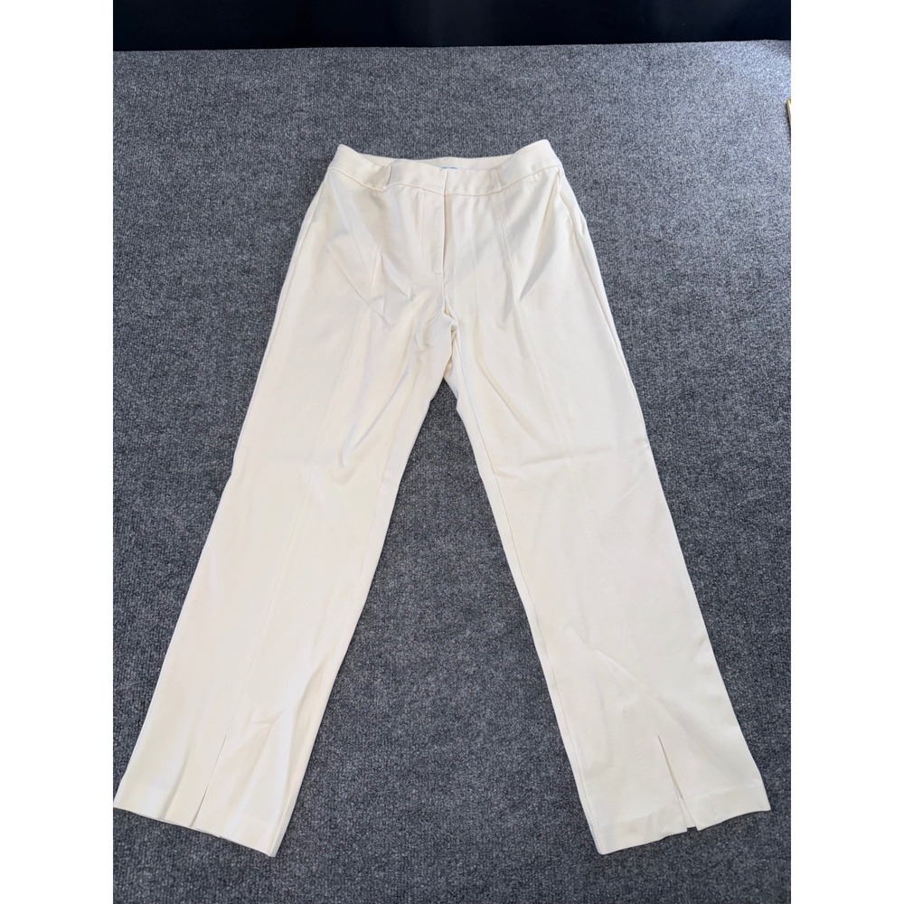 J.McLaughlin Masie Pants Cream Off White Straight Leg Split Hem Size 2